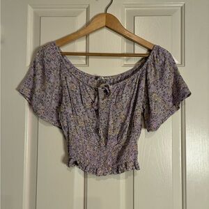 Hippie Rose Lavender Floral Blouse